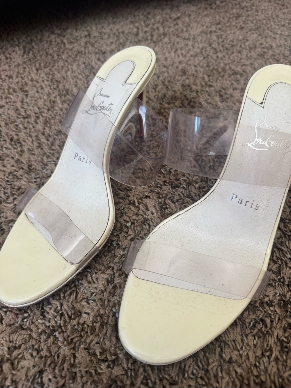 Christian Louboutin Clear Strap white Heels